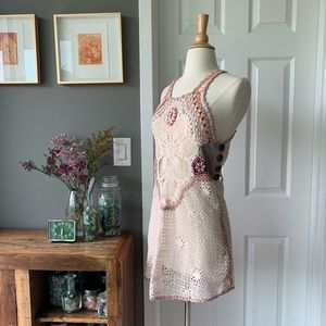 Archival Free People open crochet mini dress 3033
